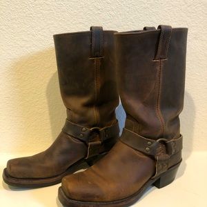 Frye 12” harness leather heeled boots